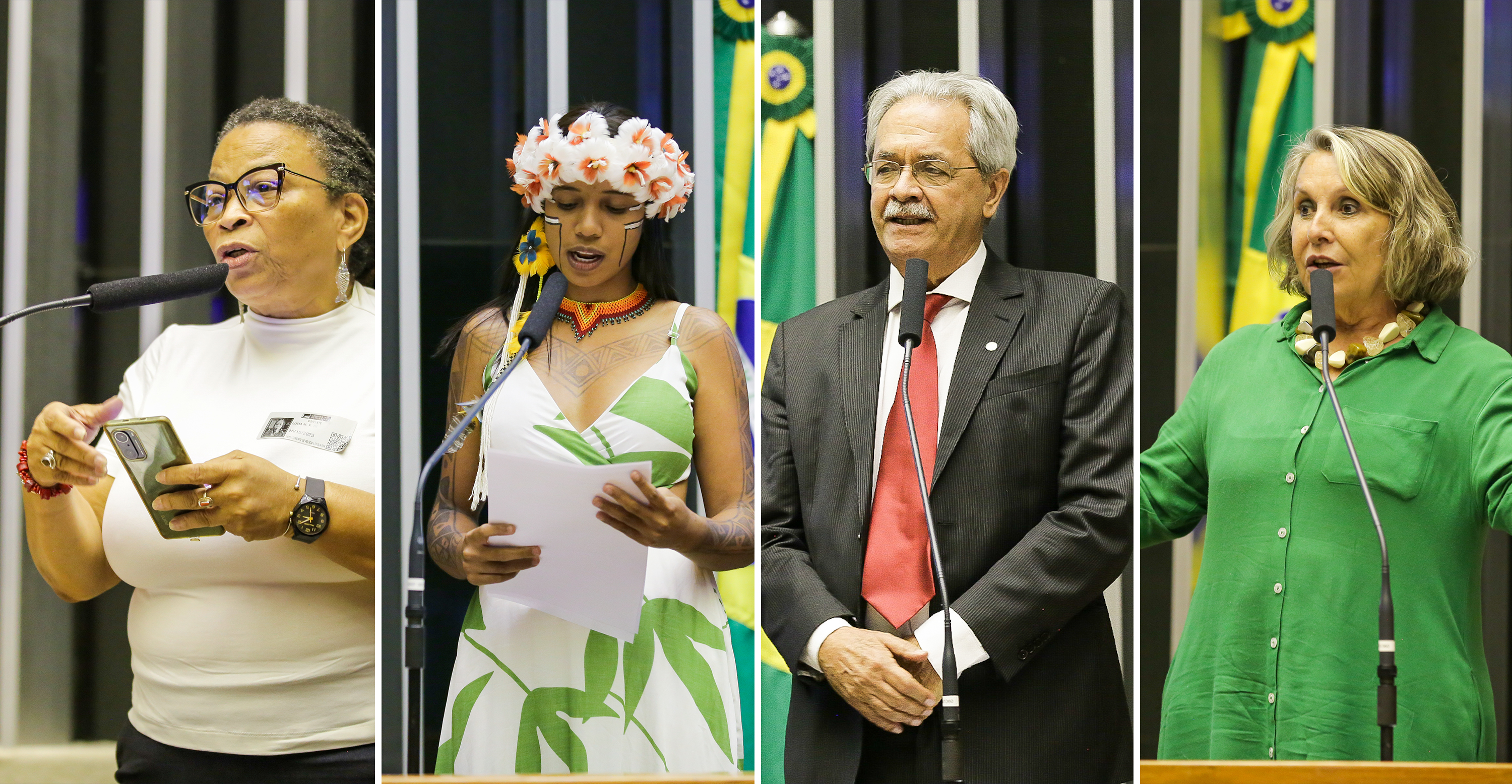 Left to right: Lúcia Xavier, member of a civil society organization; Nayrí Cruz, representing an indigenous community; Nilmário de Miranda, an official in the Ministry of Human Rights and of Citizenship; Deputy Érika Kokay.