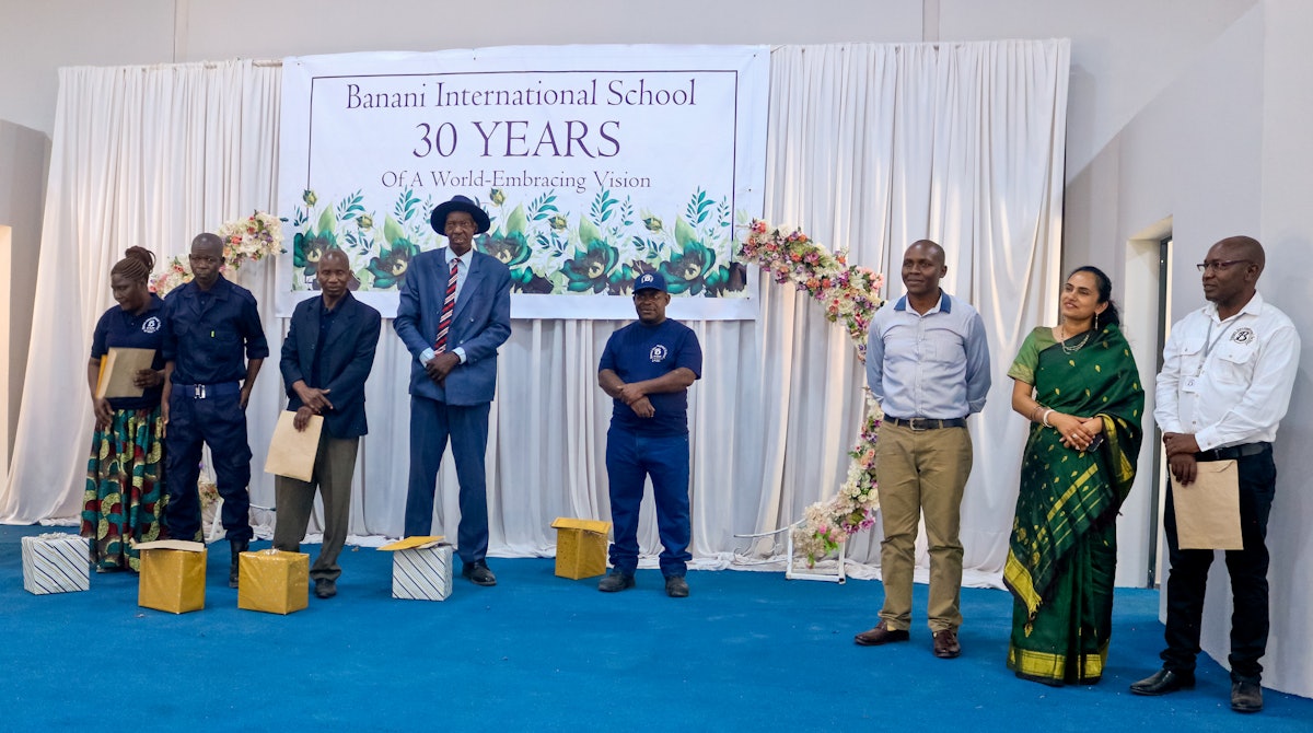 Support staff honored with an award for their 20 years of dedicated service to Banani International School.