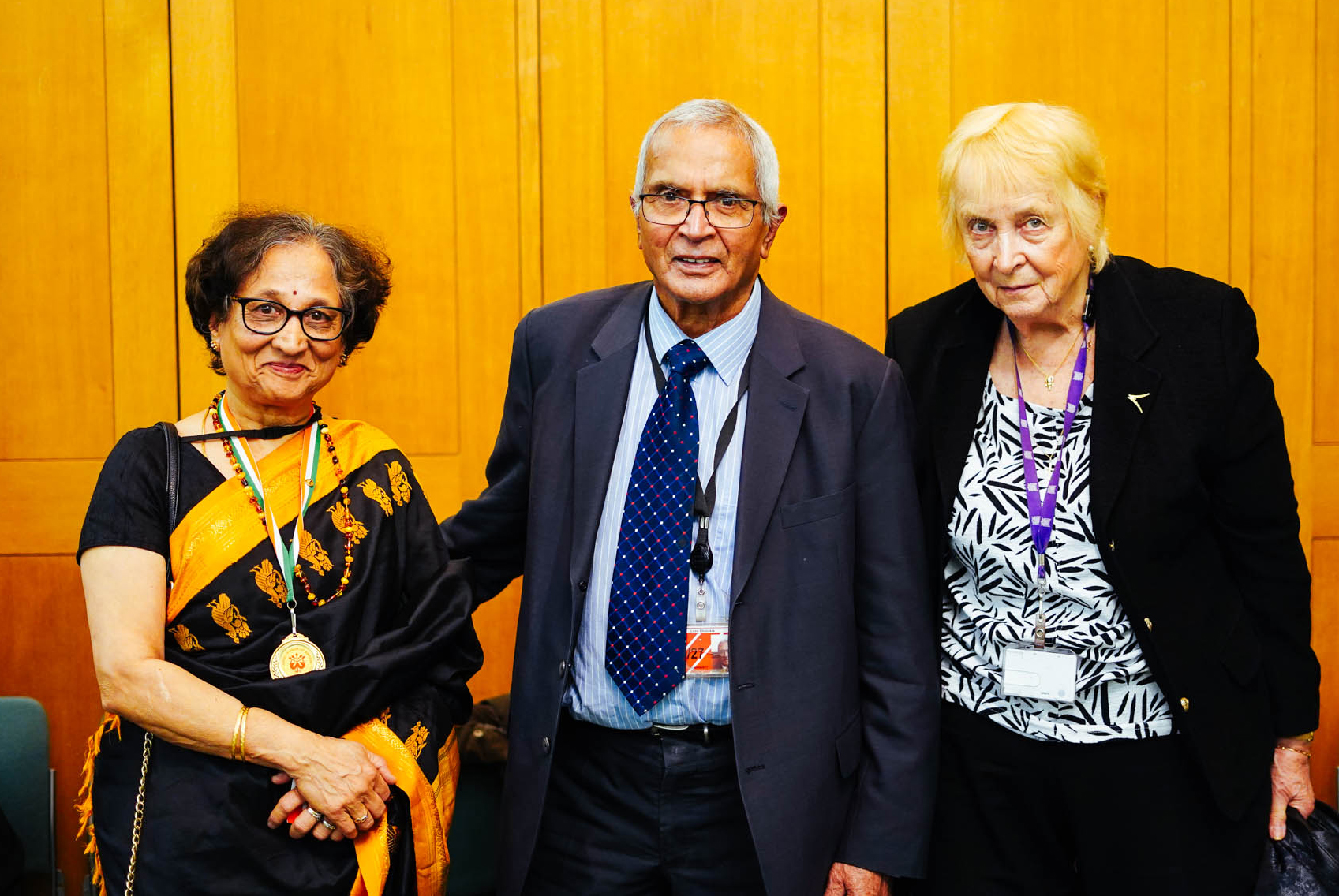 From left to right: Trupti Patel President, of the Hindu Forum of Britain (HFB) and Lord and Lady Dholakia.
