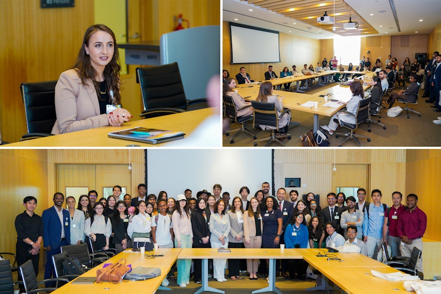 Cecilia Schirmeister, representante de la oficina de la Comunidad Internacional Bahá’í de Nueva York, moderó una cumbre de jóvenes en Abu Dhabi en los prolegómenos de la COP 28, titulada «El papel de los jóvenes en la ideación y construcción conjunta de comunidades sostenibles».