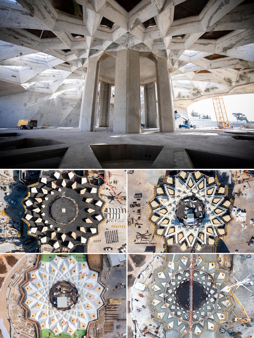 Фото завершенной бетонной структуры Усыпальницы Абдул-Баха.