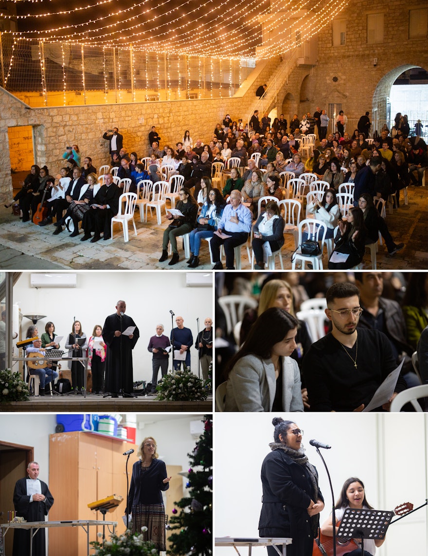 Una reunión de oraciones interconfesional organizada en la iglesia maronita congregó a unas noventa personas de distintas confesiones y se recitaron oraciones en diferentes idiomas. Ariane Sabet (abajo izquierda, derecha), secretaria general adjunta de la Comunidad Internacional Bahá’í, manifestó su agradecimiento por esta reunión y dió lectura a una oración por la unidad.