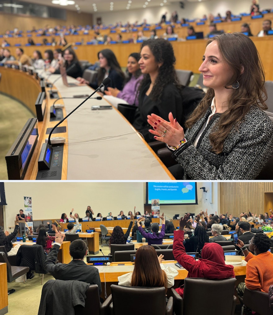 نمایندگان جامعه جهانی بهائی در نشست جوانان در شصت و هشتمین کمیسیون مقام زن سازمان ملل متحد شرکت کردند. در این جلسه جوانان از سراسر جهان در مورد نقش خود در ایجاد اجتماعاتی با برابری جنسیتی تامل کردند.
