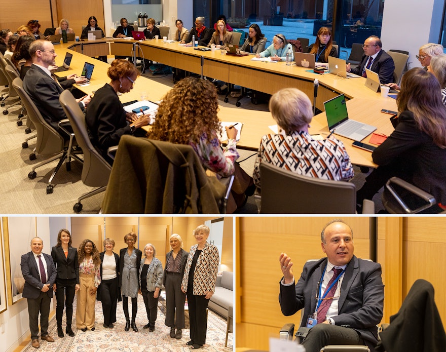 A member of the BIC delegation from Tunisia, Mohamed Ben Moussa (bottom right), at an event co-hosted by Ethical Business Building the Future (EBBF)—a Bahá’í-inspired association that explores the application of moral principles to work and daily life.