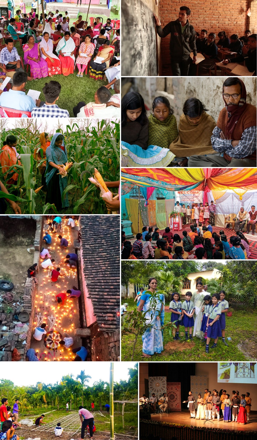 Images of Bahá’í community-building activities in India.