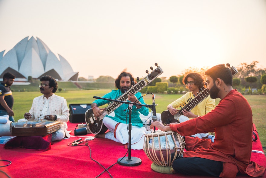 A group of musicians perform during the gathering.