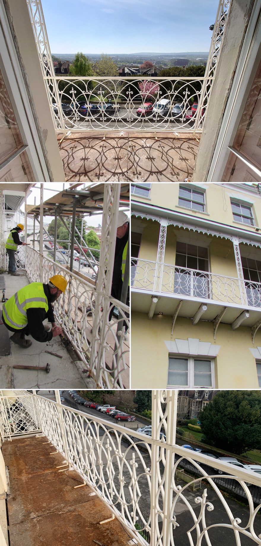 Images of the balcony restoration.