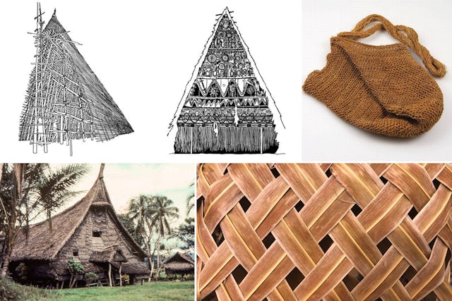 Details of the weaving patterns that inspired the temple’s design.