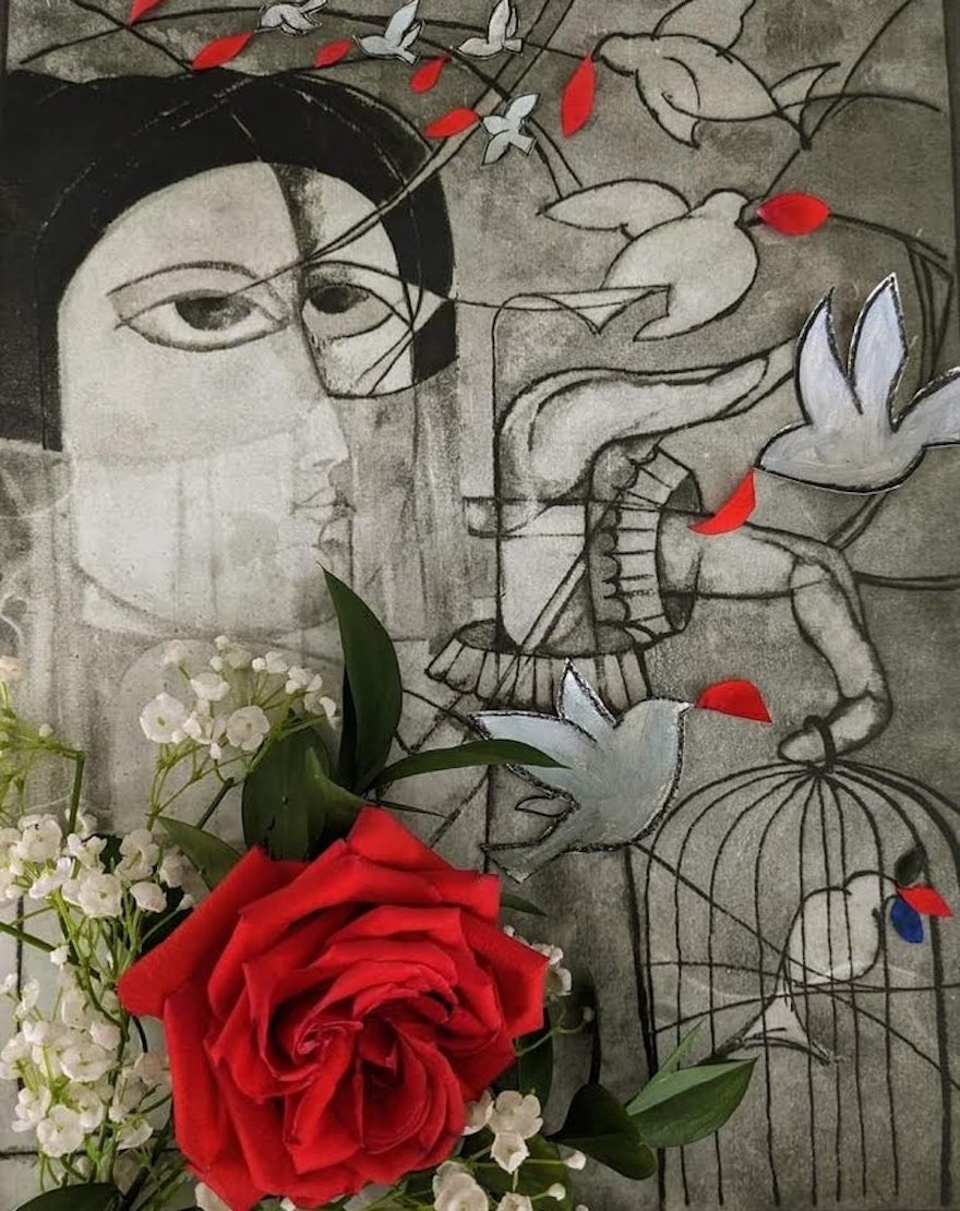 In this mixed-media piece, two artists from Canada convey the spirit of resilience of the 10 Bahá’í women of Shiraz.