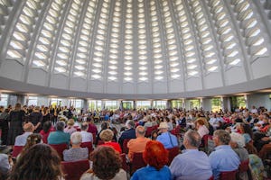 Some 4,000 people of all backgrounds from across Europe reflect on the unifying role of the temple over the past 60 years.