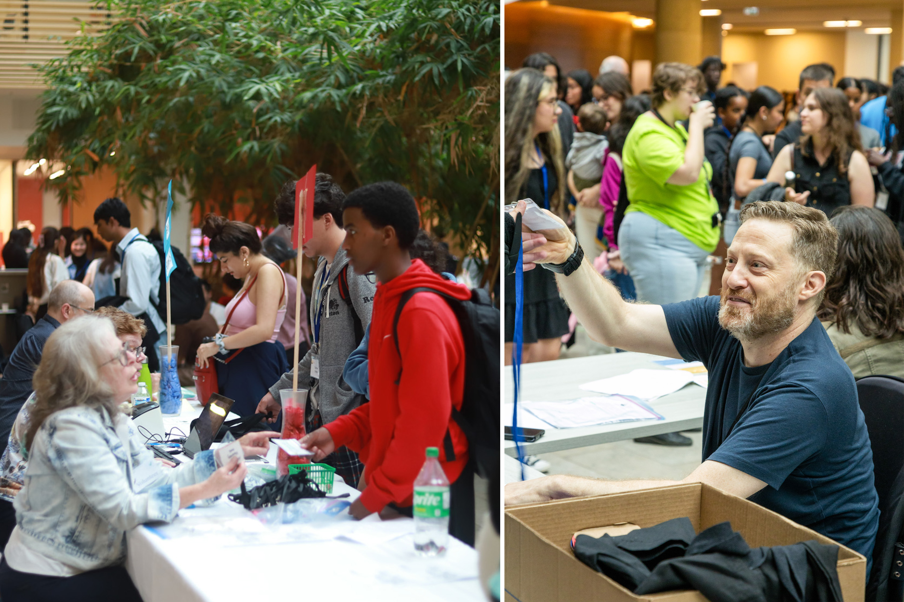 Participants registering for the conference.