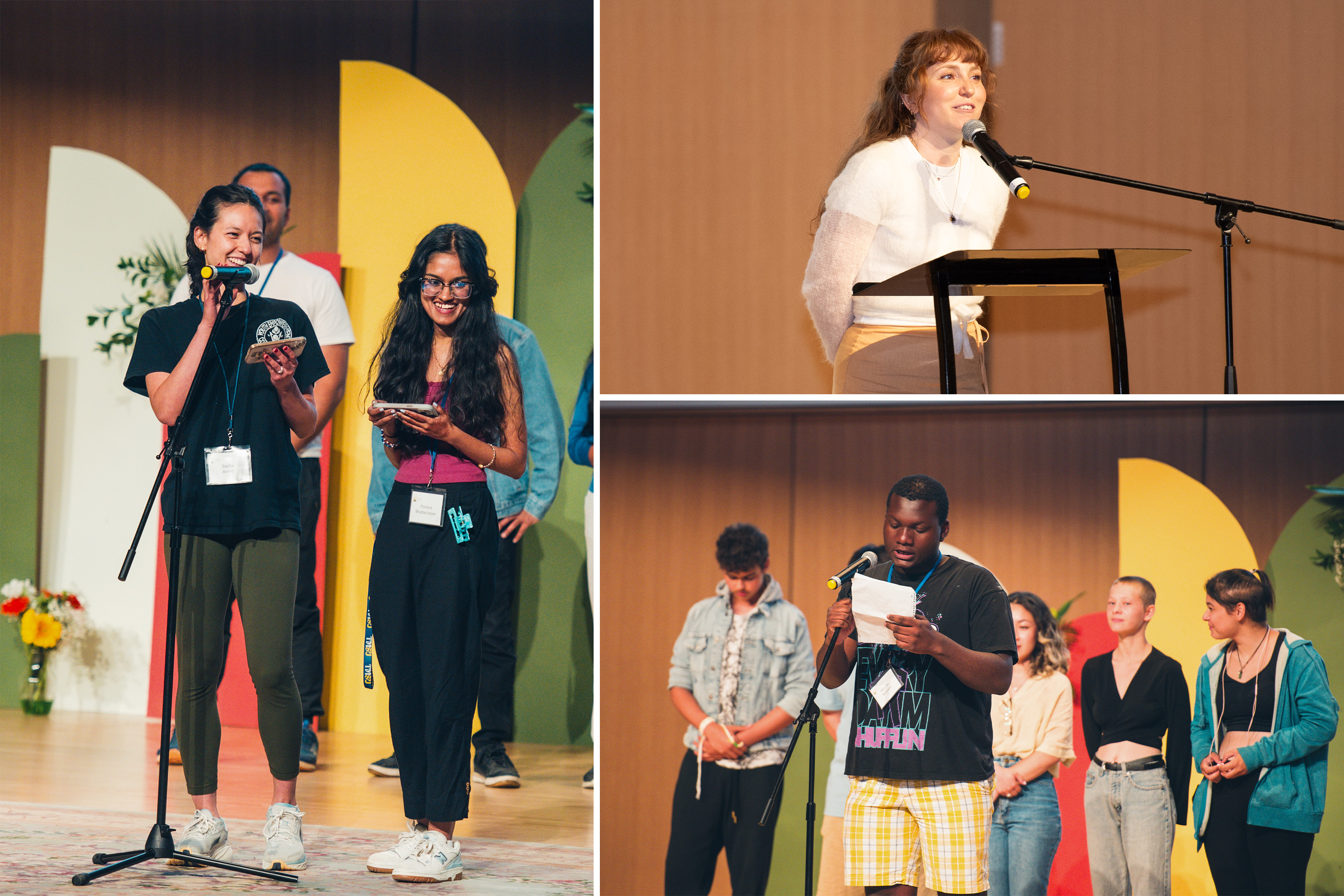 Another view of young people sharing reflections about their experiences in community-building initiatives.