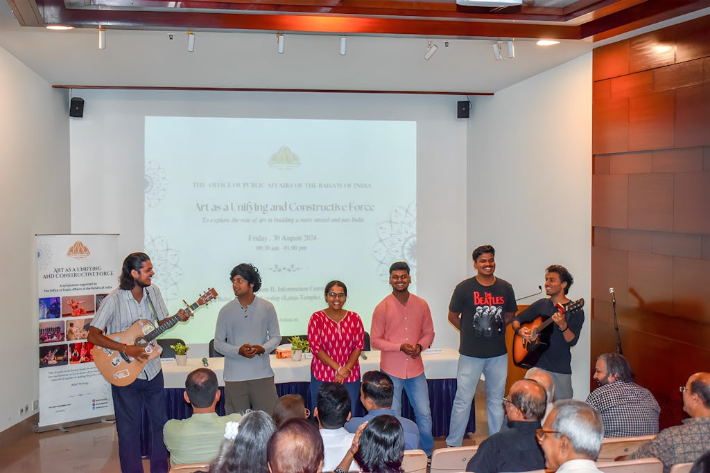 A symposium at the Bahá’í House of Worship in New Delhi explores how artistic expression, guided by spiritual principles, can contribute to social transformation.