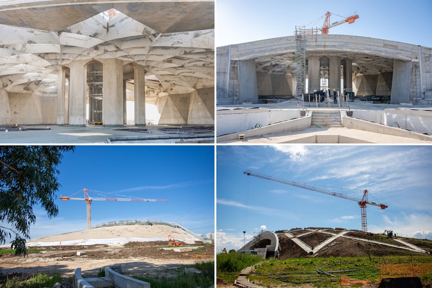 Construction work on the Shrine of ‘Abdu’l-Bahá  saw progress in the intricate details of the finishing work.