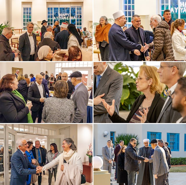 The gathering included local officials, including the mayor of ‘Akká (middle row, left, centre), and residents from Jewish, Muslim, Christian, and Druze communities, as well as those who do not identify with a religious tradition, alongside academics, artists, and friends of the Bahá’í World Centre. David Rutstein (top row, left), Secretary-General of the Bahá’í International Community, opened the gathering by explaining the significance of Ayyám-i-Há.