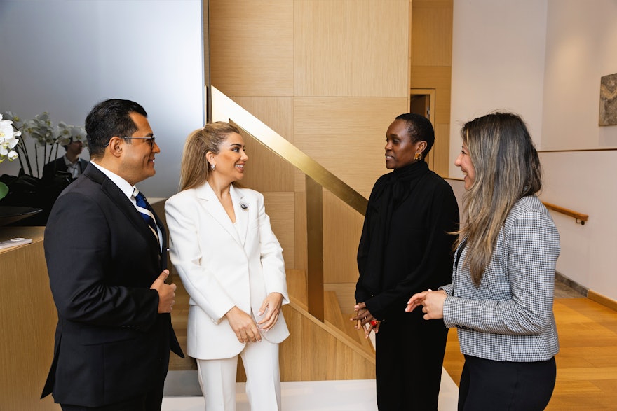 The BIC’s Offices in Geneva and New York co-hosted a discussion forum exploring how individuals and communities can work together to foster unity, resilience, and lasting transformation. Left to right: Felix Maradiaga, President of Fundación para la Libertad de Nicaragua; Azadeh Afsahi, founder of Iran House; Imane Karimou, UN Representative, Nonviolent Peaceforce; and Simin Fahandej, BIC Representative from the Geneva Office.