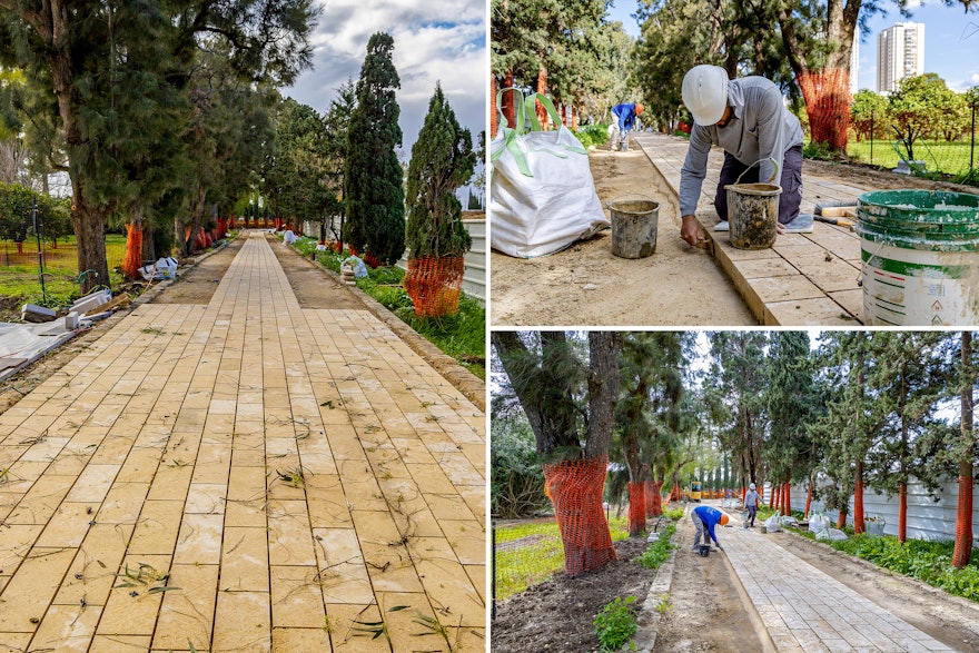 Paving of the historic path that leads to the Riḍván Garden and to the entrance of the future Shrine of ‘Abdu’l-Bahá.
