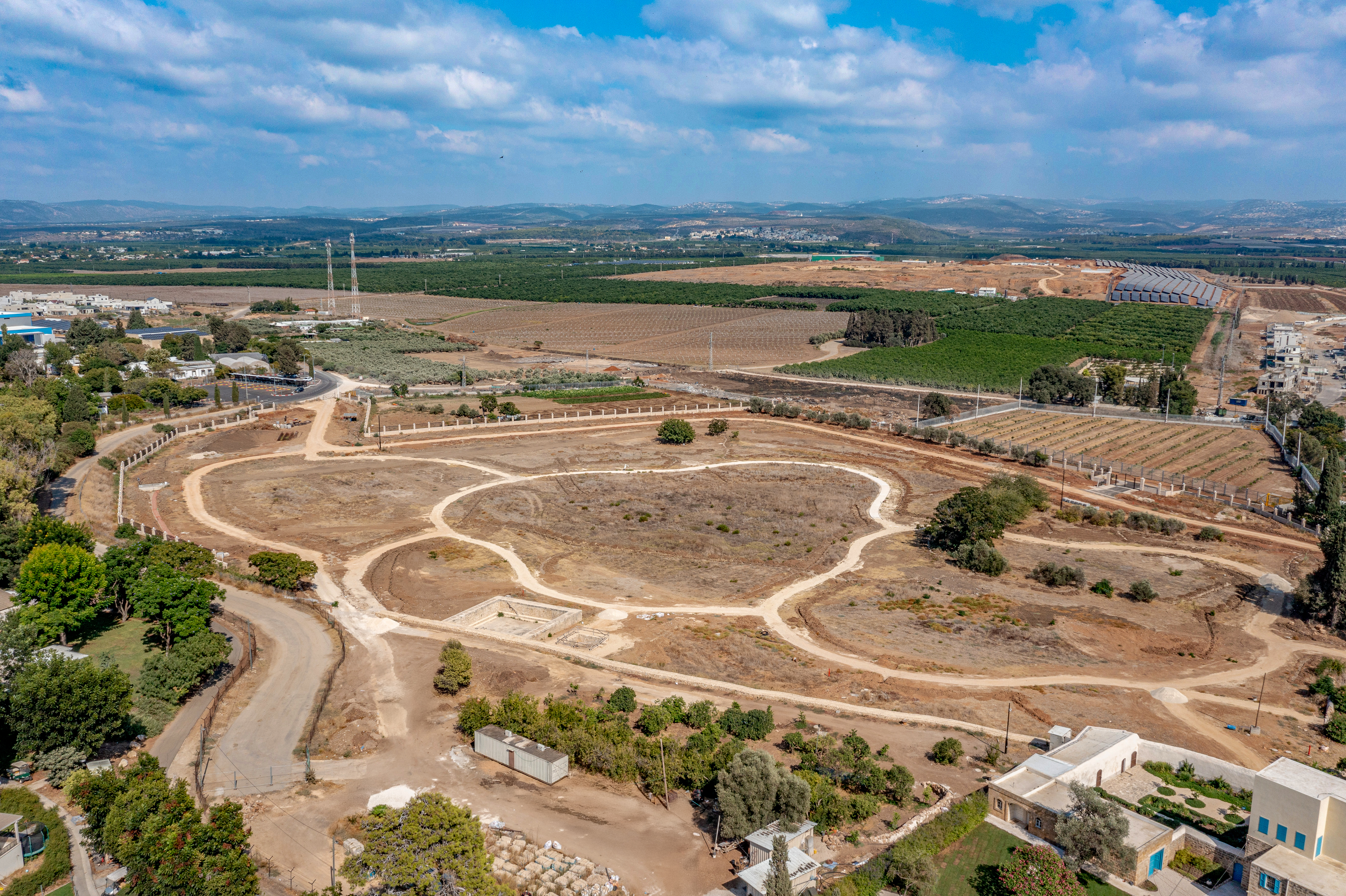 Aerial view of the northern area of the property surrounding the Mansion of Mazra‘ih taken in September 2023. 