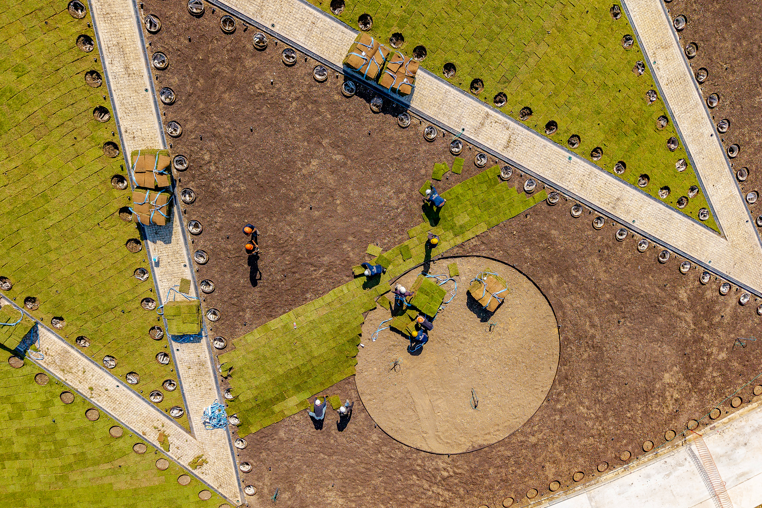 Grass has been planted on nearly all of the east and west berms.