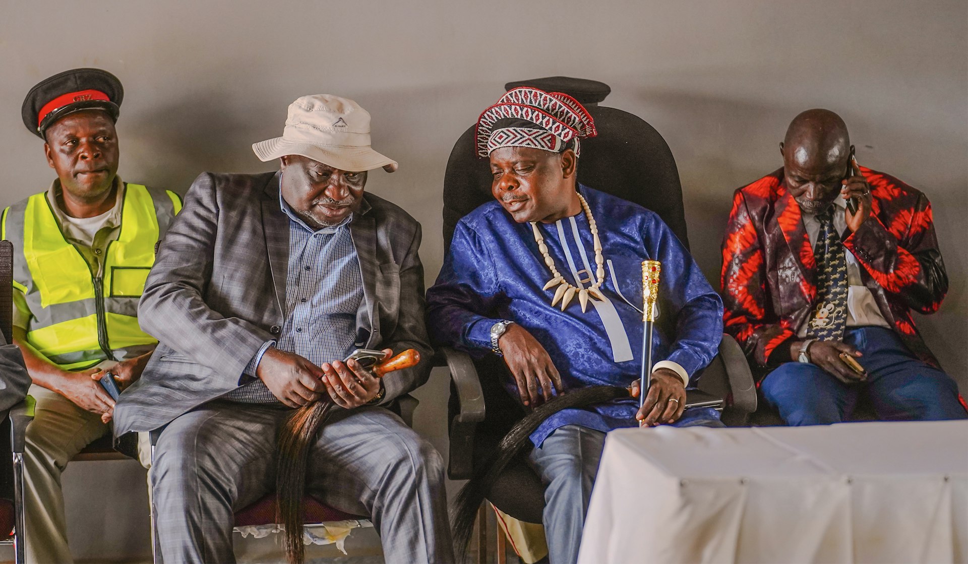 Two senior chiefs at the ceremony (centre) reaffirmed their commitment to the education of young people. Senior Chief Sailung’a (third from the left) highlighted the significance of the school, especially for girls. “When you educate a girl child,” he stated, “you have educated the whole world.”