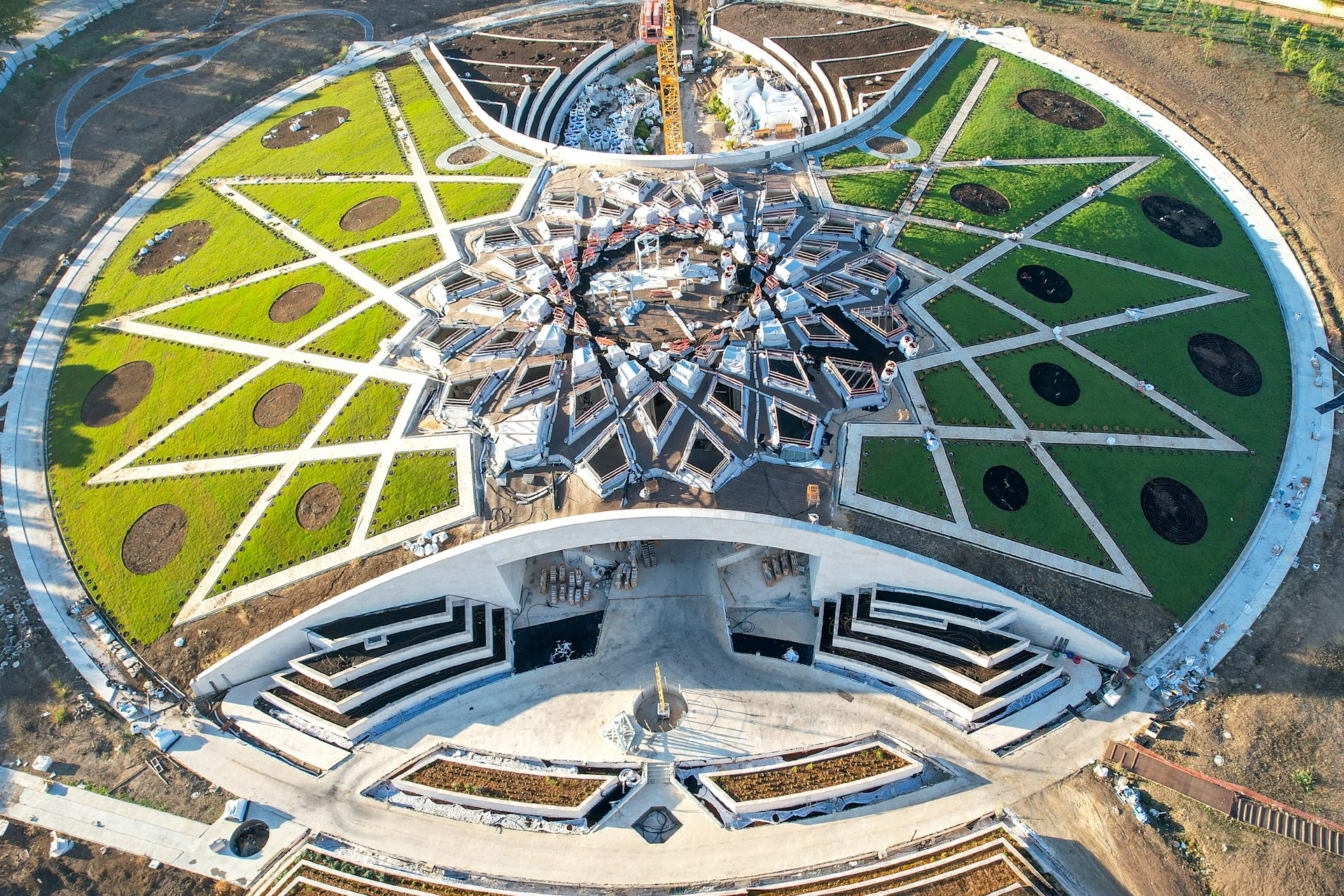 Work on landscaping surrounding the Shrine of ’Abdu’l-Bahá continues to advance.
