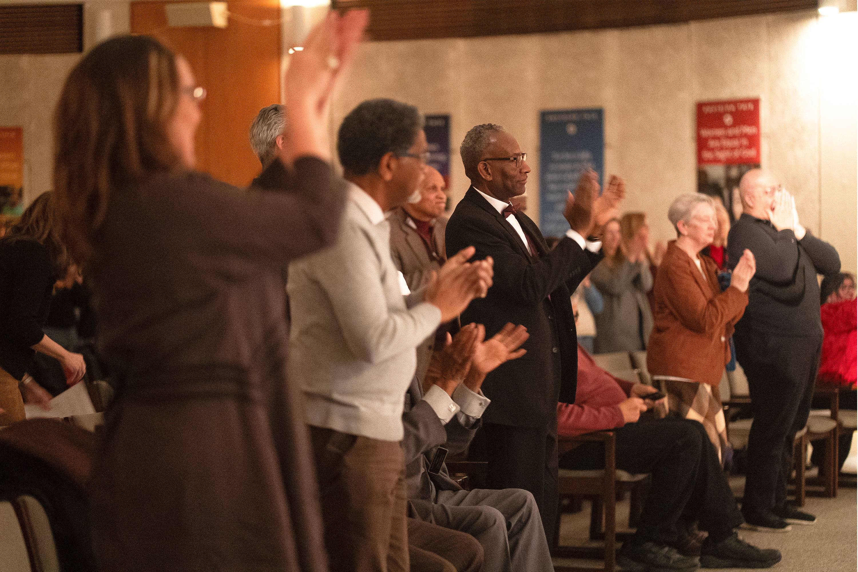 Approximately 50 people gathered for a community conversation titled “Blessed is the Spot” to reflect on how to achieve genuine progress toward racial harmony.