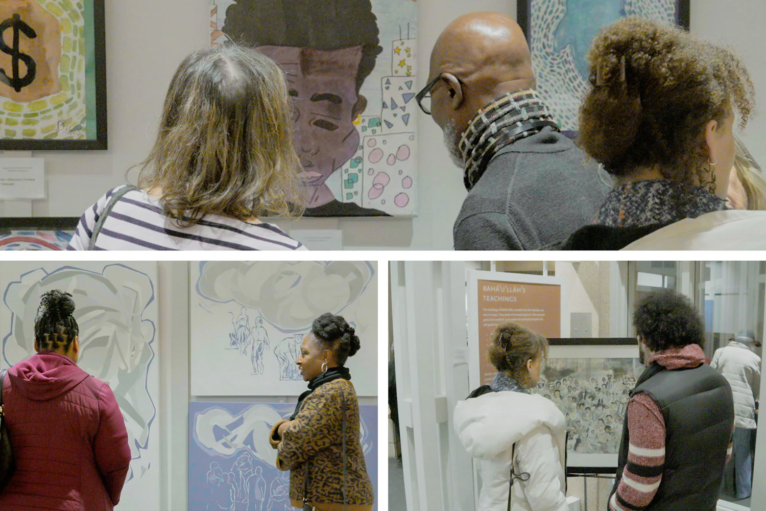 Visiteurs à l’exposition d’art.