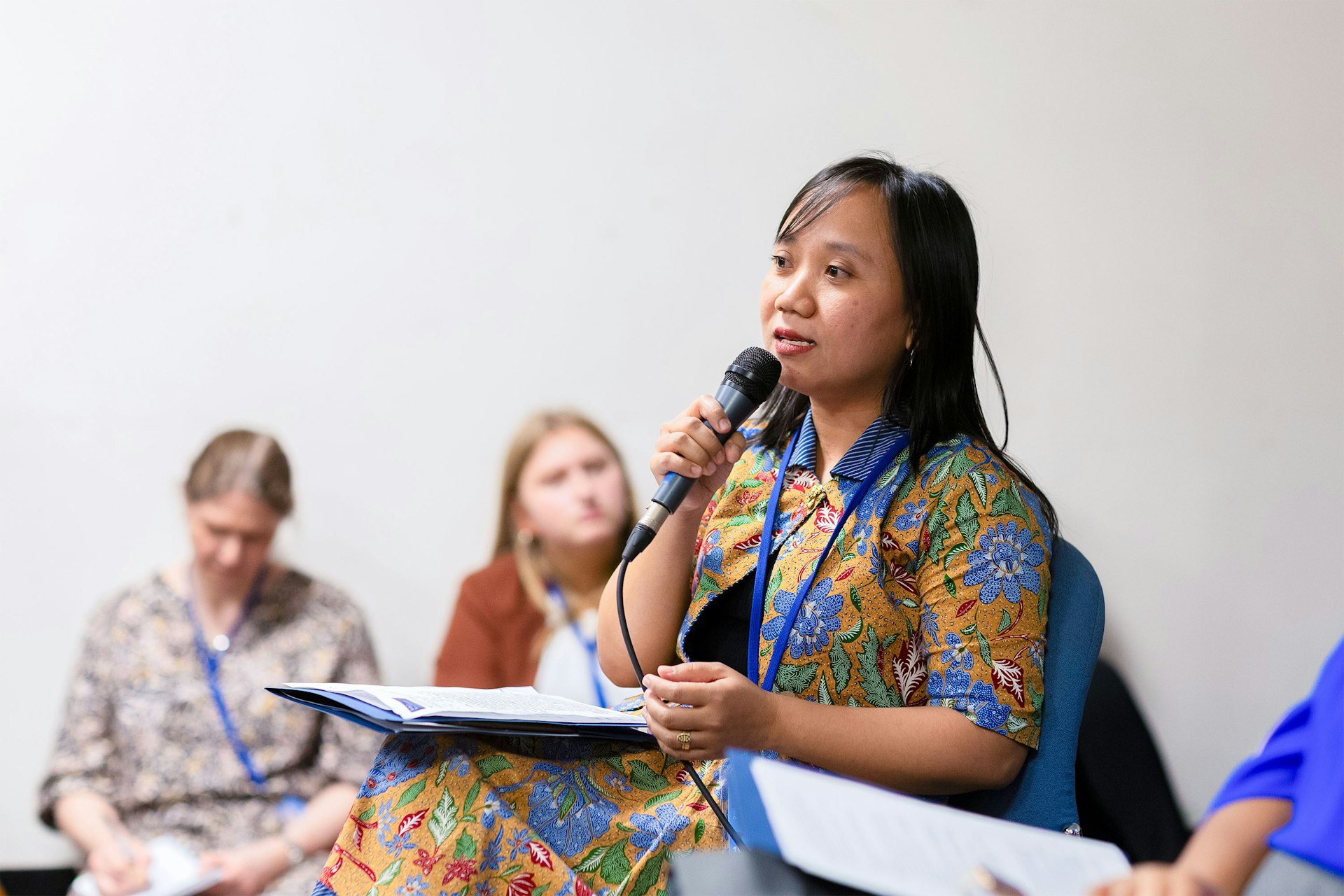 Desytia Nawris, a representative of the BIC Office in Jakarta, at a forum titled “Mobilizing and Advocating for Peace: Women and Girls as Part of the Solution.”