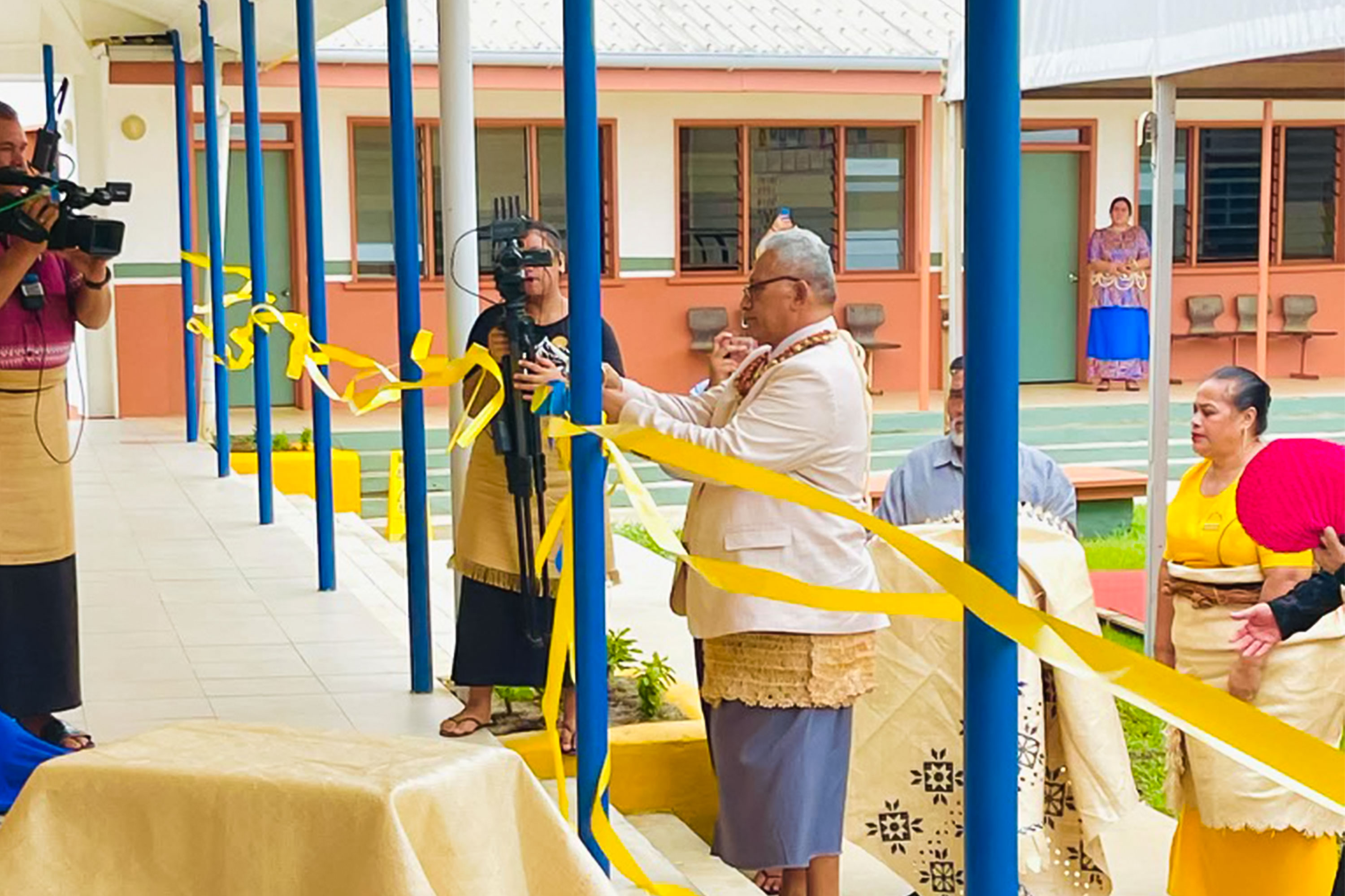At the 30th anniversary event, Moʻale ʻOtunuku, Tonga’s Minister for Education and Training, participated in the ribbon cutting ceremony marking the opening of a new science and laboratory facility at the school.