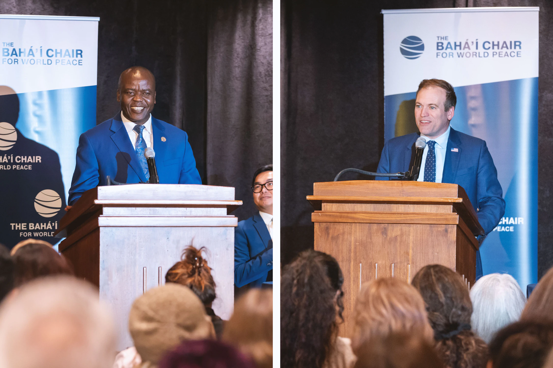 Bartholomew Lumbasi (à gauche), attaché à l’Éducation à l’ambassade du Kenya aux États-Unis, et le révérend Johnnie Moore (à droite), un intervenant, lors de l’évènement.