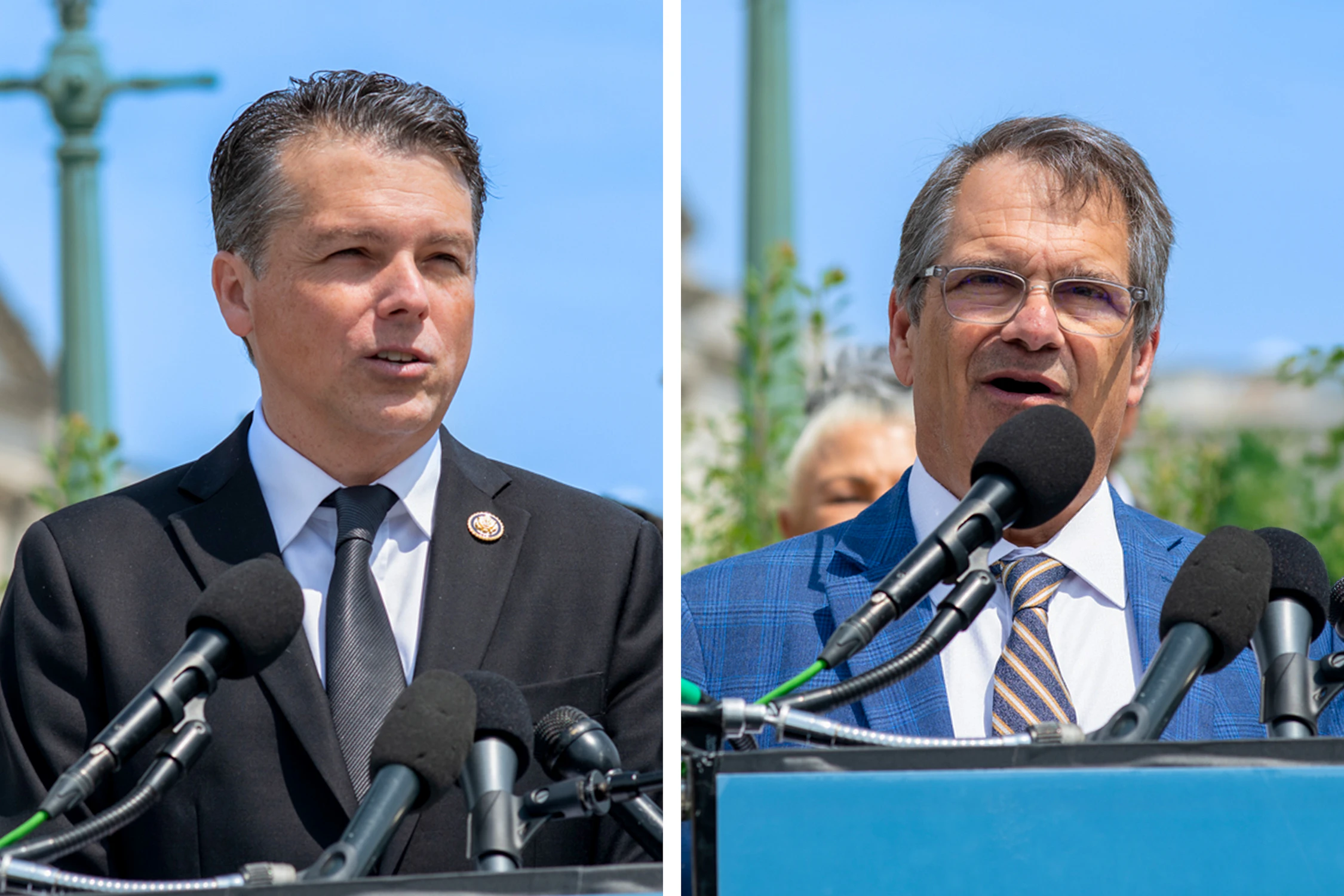 Le député Brendan Boyle, de Pennsylvanie (à gauche), a ouvert la conférence de presse au Capitole en évoquant l’enseignement bahá’í selon lequel tous les êtres humains sont « les fruits d’un même arbre et les feuilles d’une même branche ». Le député Gus Bilirakis, de Floride (à droite), a ensuite fait écho à cette idée en soulignant que l’histoire américaine, a-t-il déclaré, « n’est pas celle de l’uniformité. C’est celle de l’unité dans la diversité ».