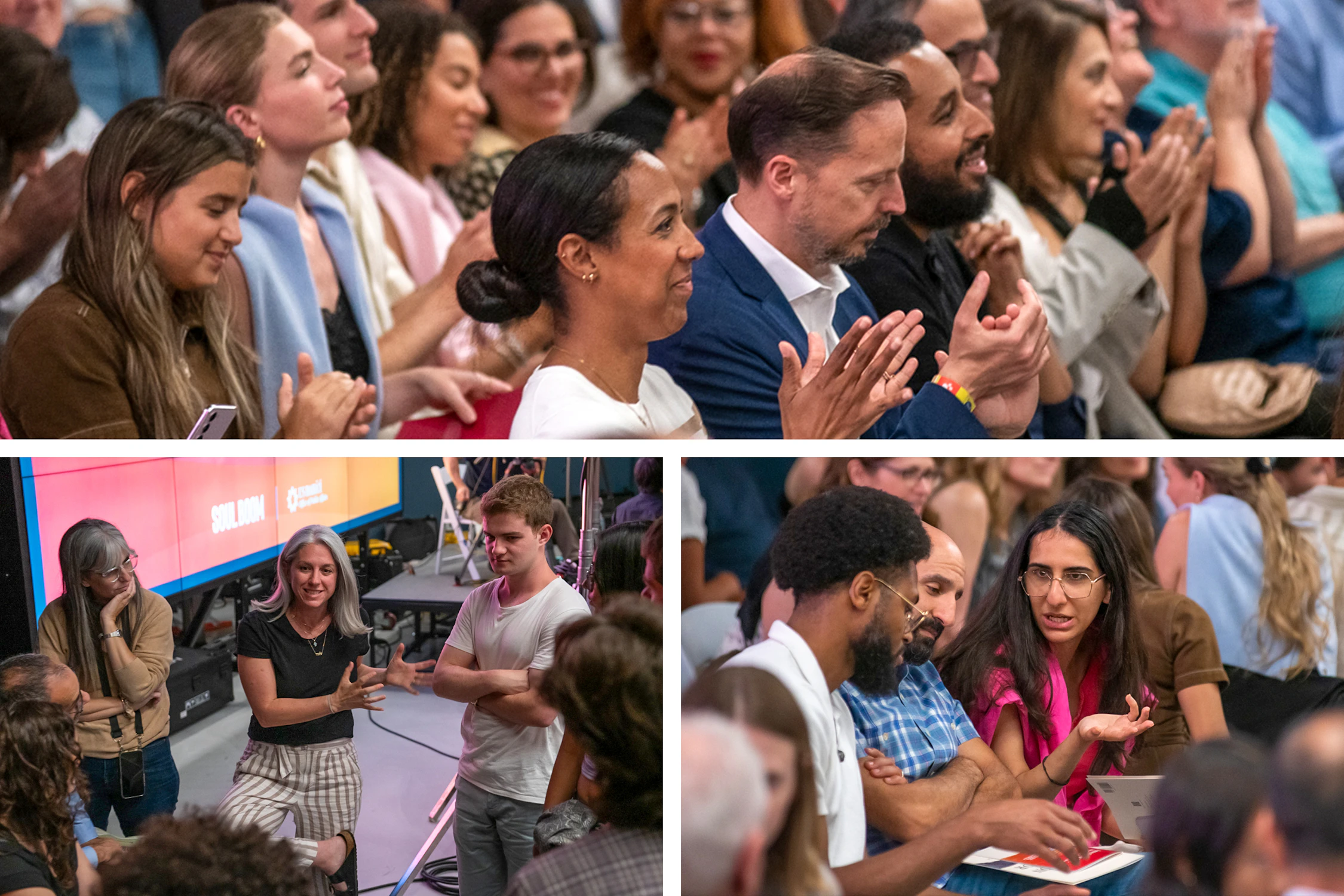 Vue des participants à la table ronde et à l’enregistrement en direct du podcast « Soul Boom » à Washington D.C.