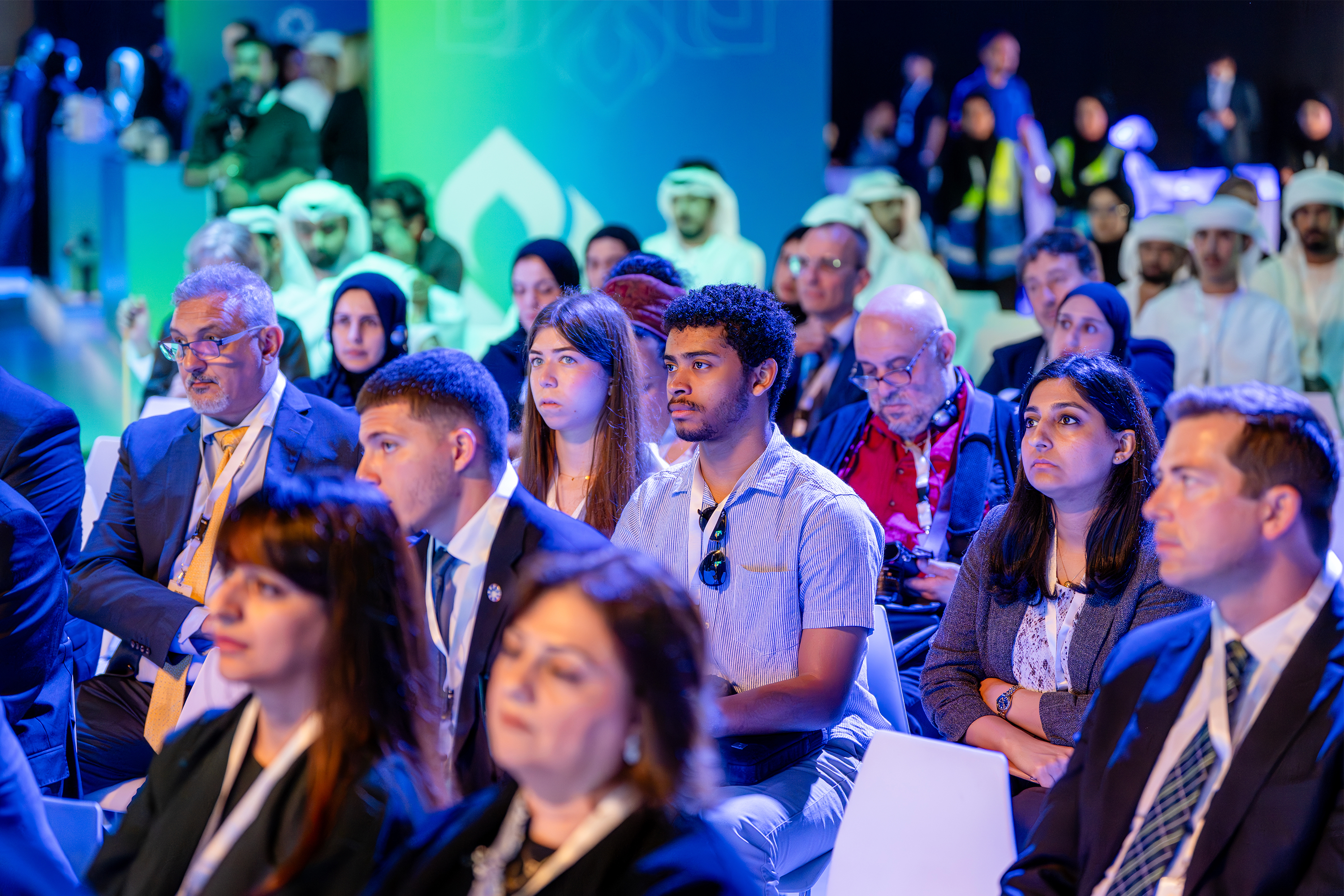 Members of the UAE’s Bahá’í community, some who are seen here, participated in the conference, contributing to discussions that explored the relationship between family life, emerging technologies, and social cohesion.