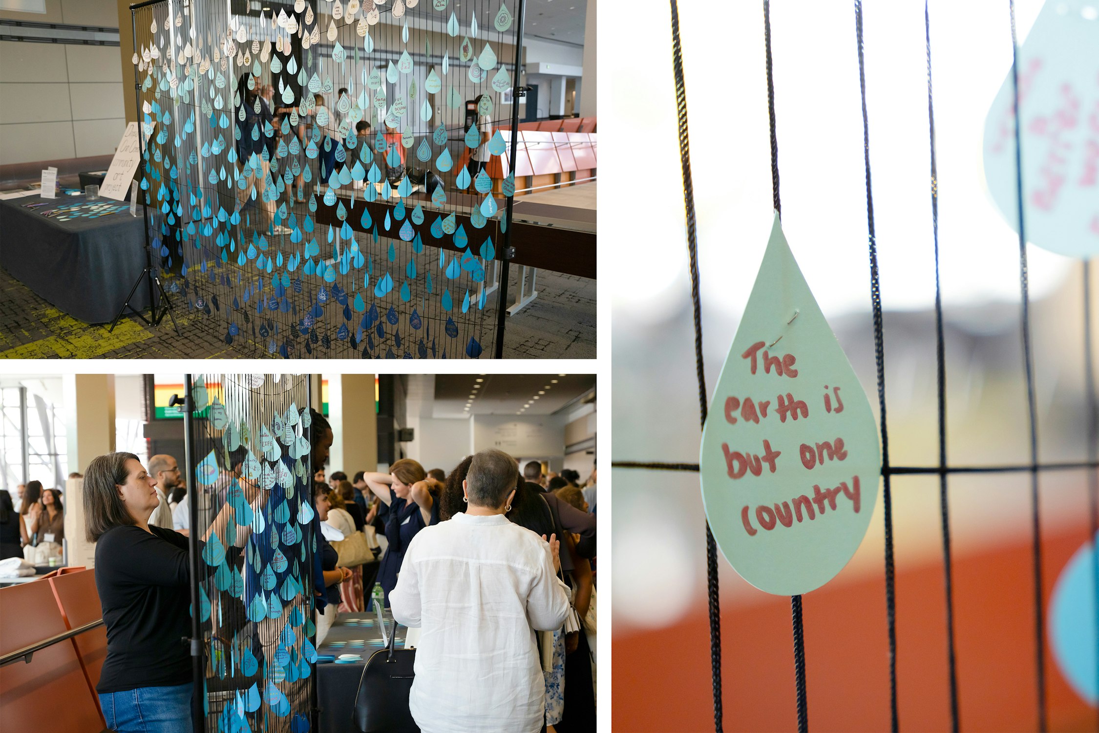 Une installation artistique composée de citations tirées des Écrits bahá’ís offrait aux participants un espace de réflexion lors de la réception organisée dans le cadre du congrès.