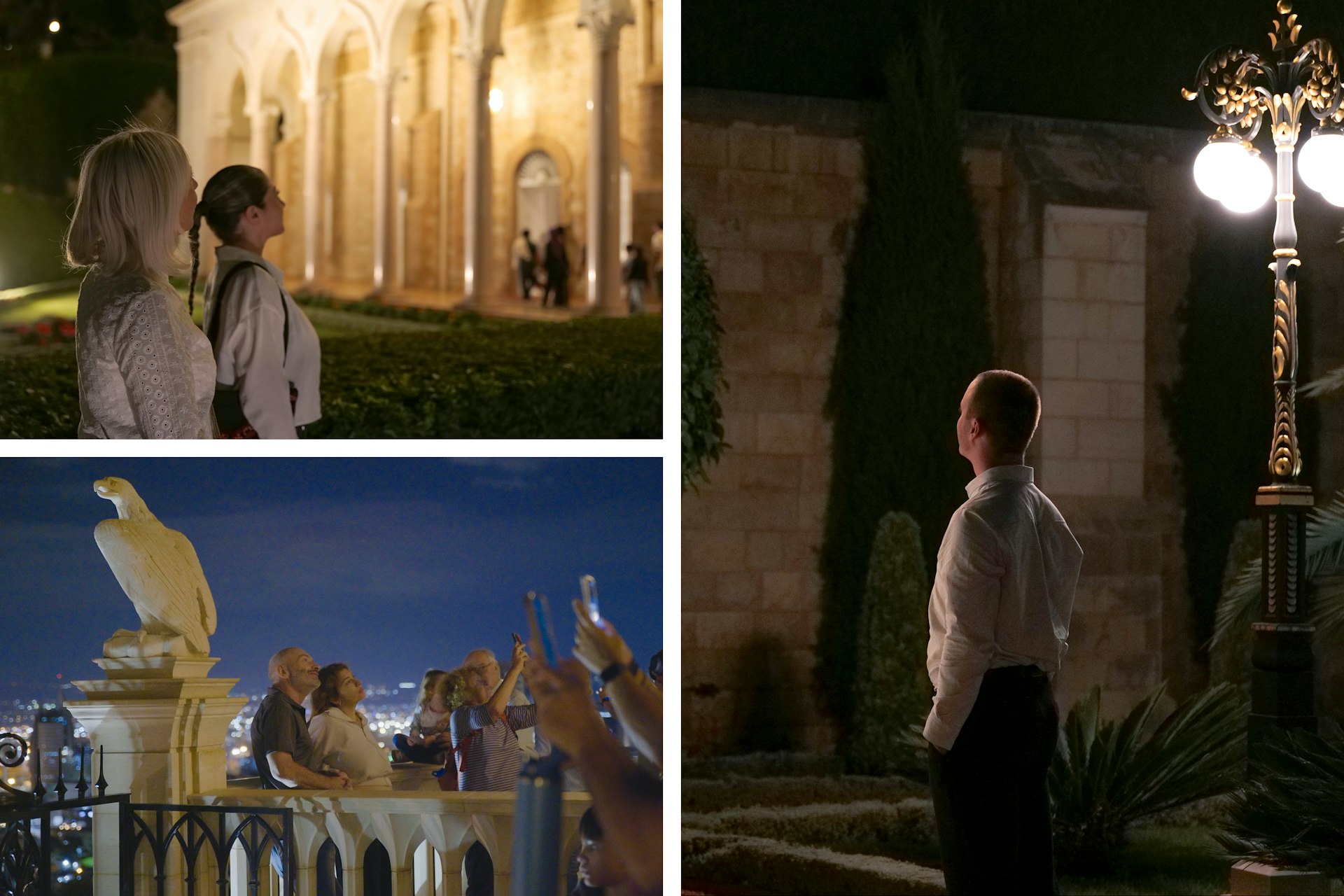 Les visiteurs ont admiré la sérénité du tombeau illuminé du Báb, s’accordant des pauses de contemplation silencieuse.