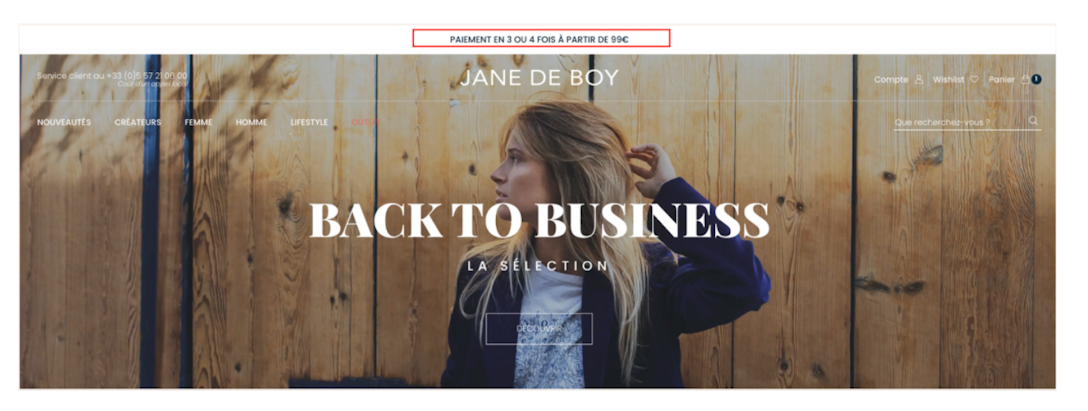 Header sur le site Jane de Boy