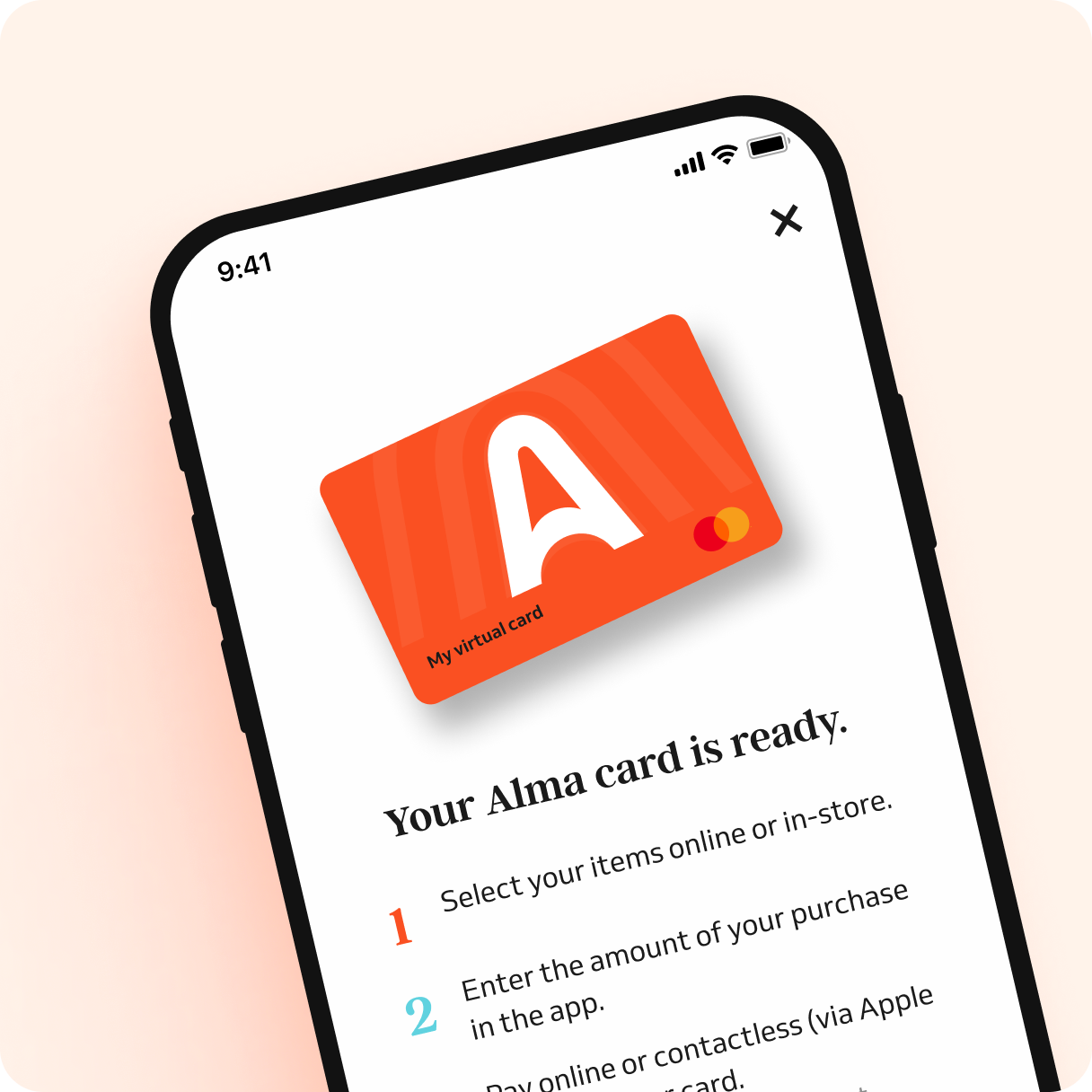 Create your payment card, instantly
