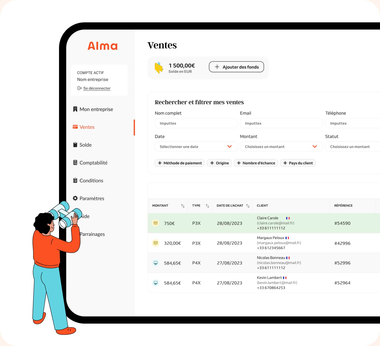 Suivez vos performances commerciales via le tableau de bord Alma