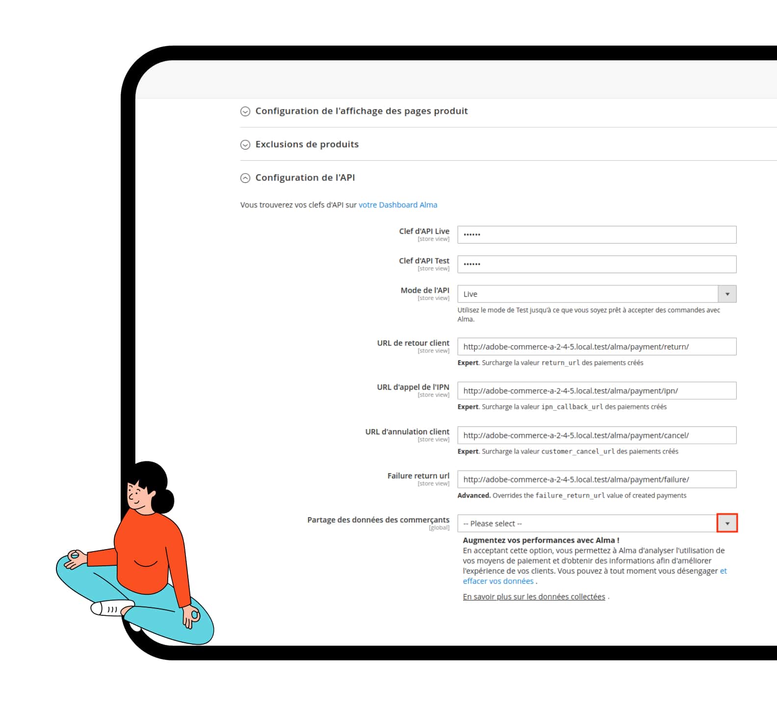 Paramétrer la connexion entre Alma et Magento avec la clé API