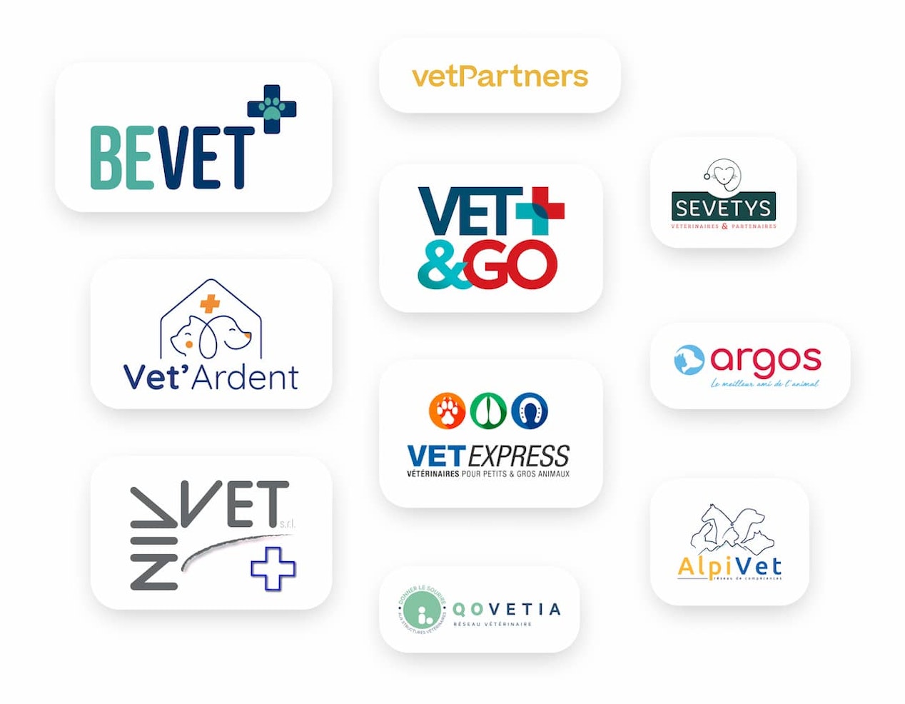 Alma accompagne Bevet, Vet&Go, Vet'Ardent, Vet Express, Niv Vet, Vet Partners, Sevetys, Argos, AlpiVet, Qovetia et d'autres cliniques véterinaires en Belgique