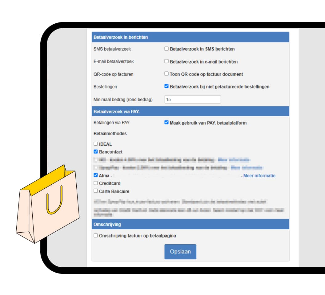Configuratie van gespreid betalen met Alma op Cyclosoftware