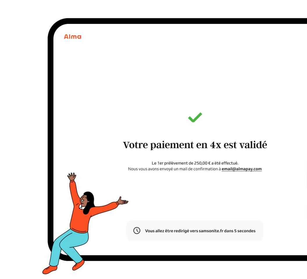 Le paiement en plusieurs fois est validé