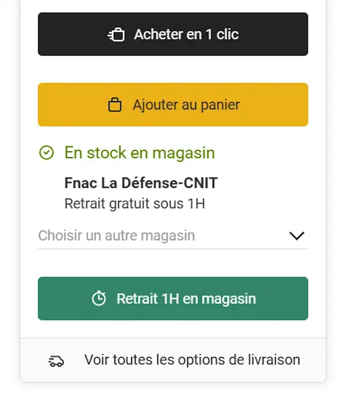 Product Locator sur le site de la FNAC