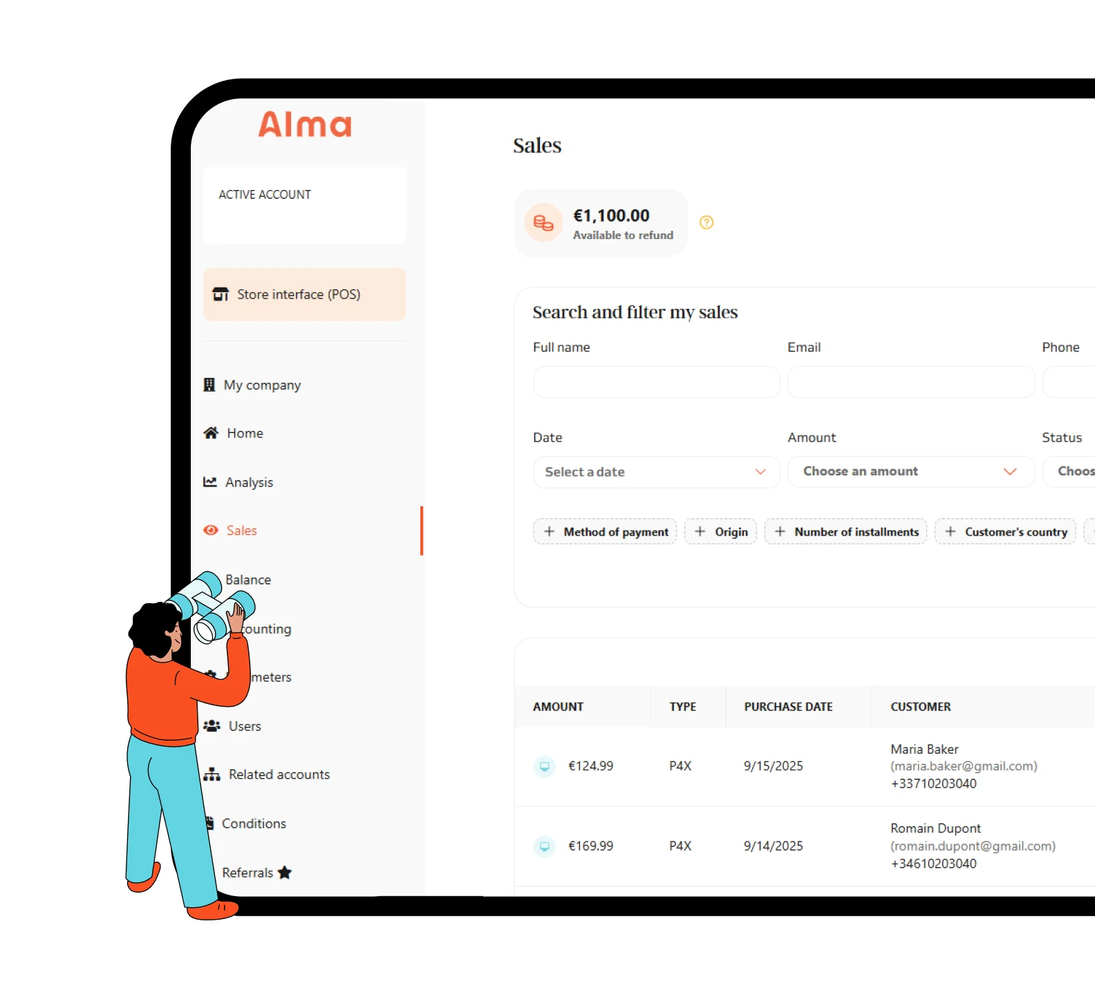 You access your sales live