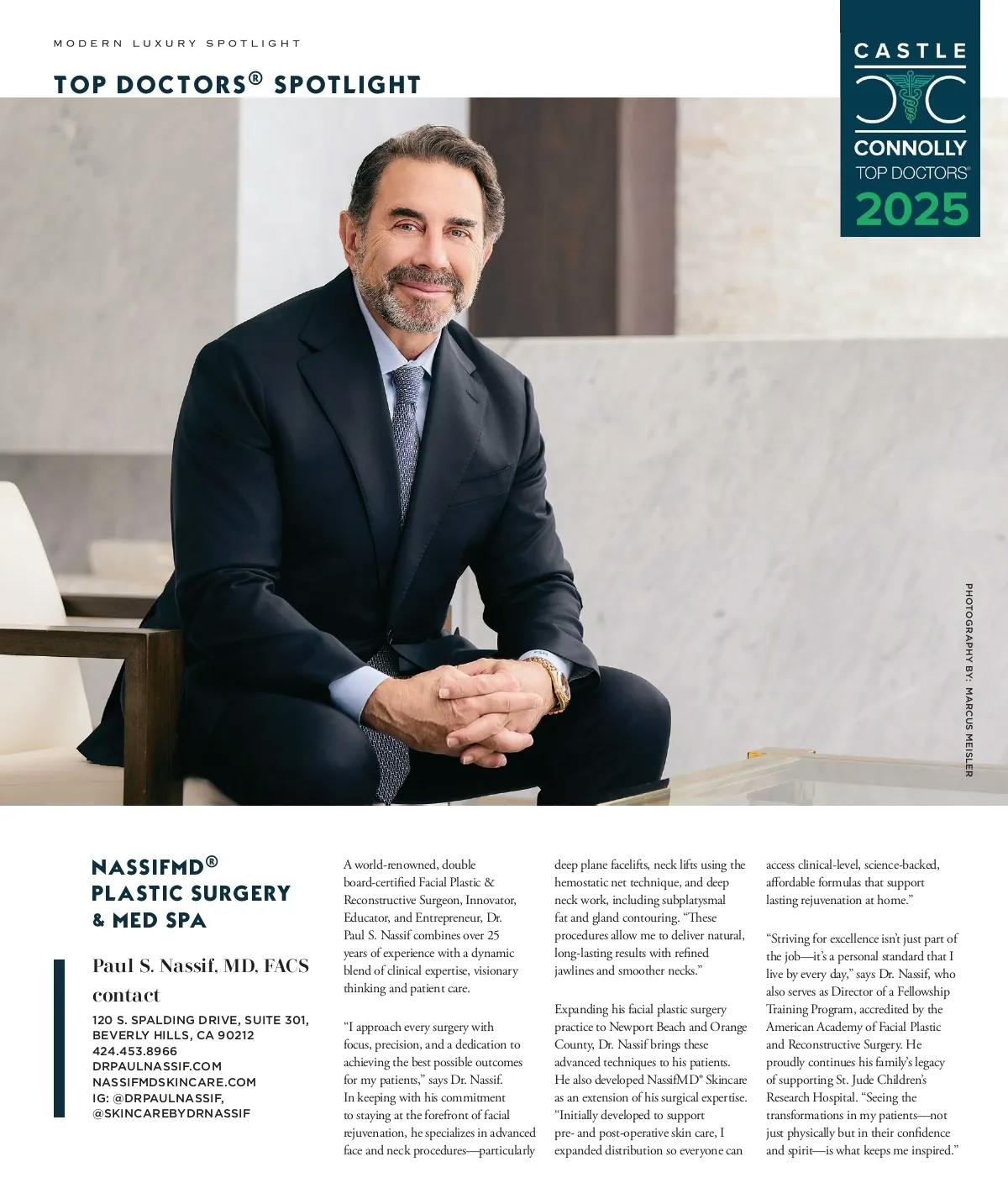 Dr. Nassif Featured in Modern Luxury Angeleno