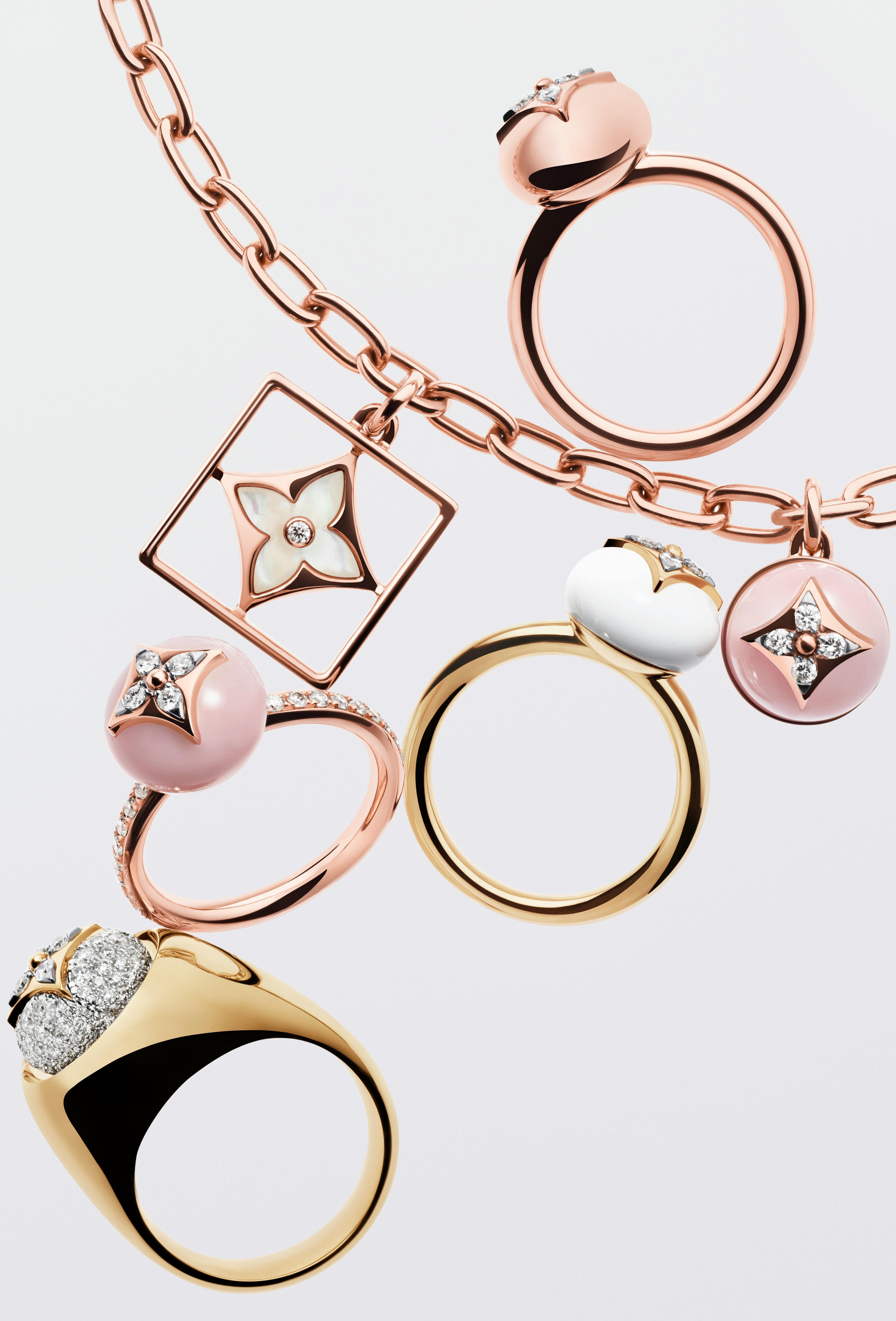Louis Vuitton® B Blossom Pendant, Pink Gold, White Gold, Pink Opal