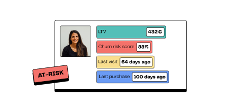 Prevent churn by calculating customer score models and identifying "at risk" clients.