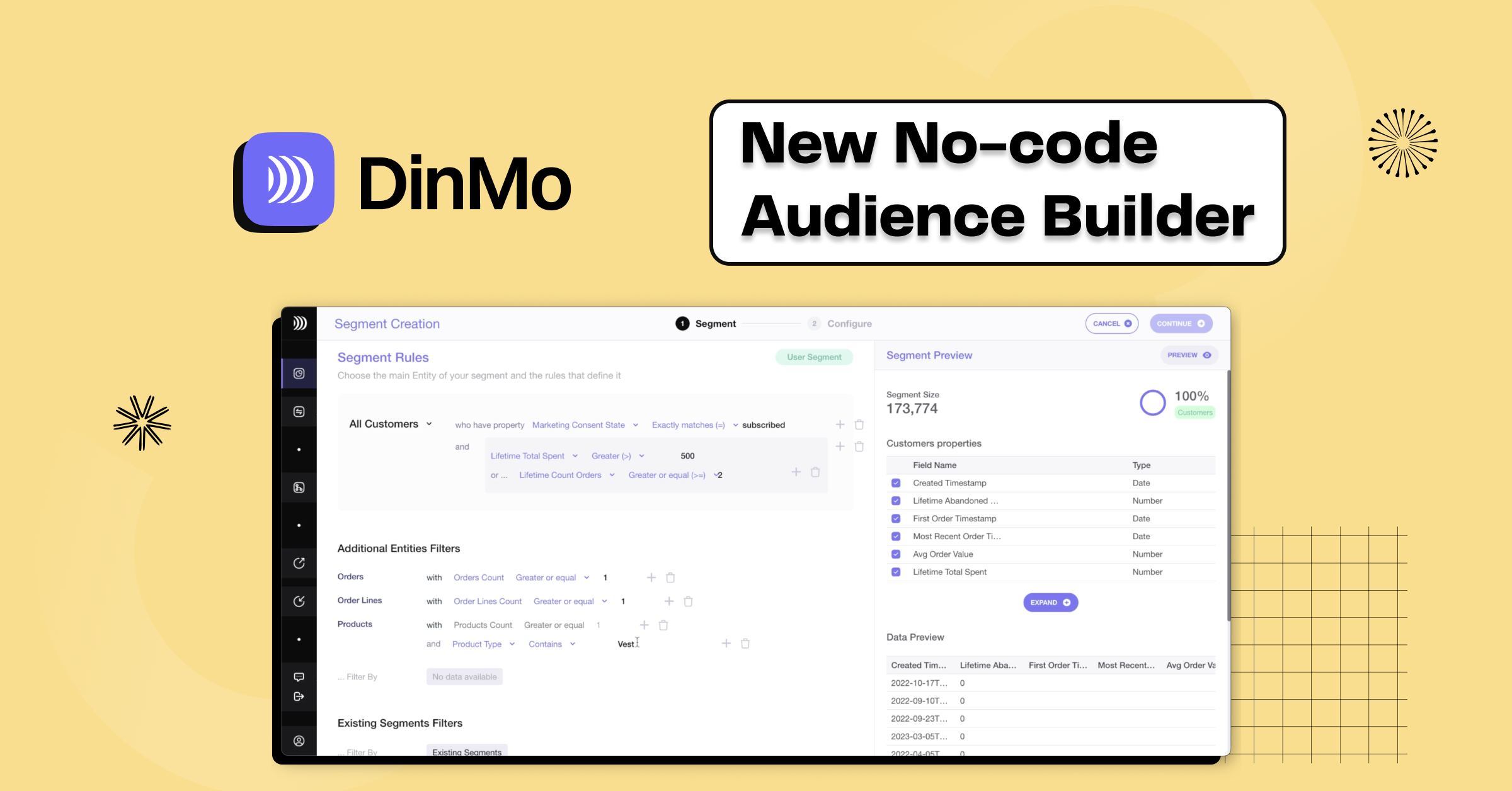 No-code Audience builder on top of your cloud data warehouse