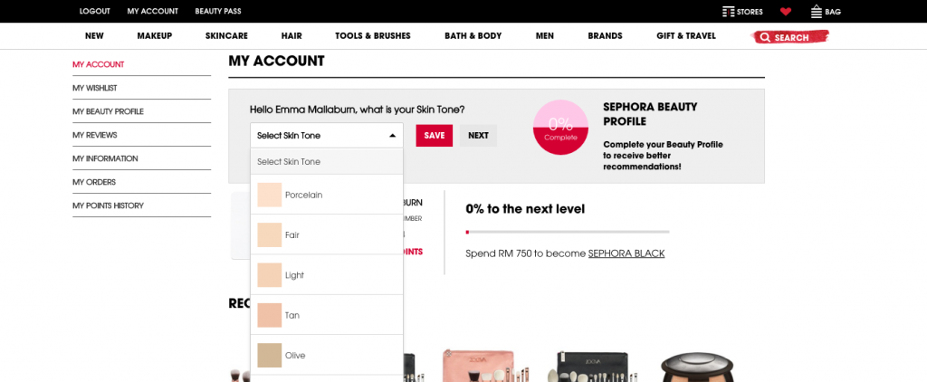 Sephora : constitution d'un profil beauté