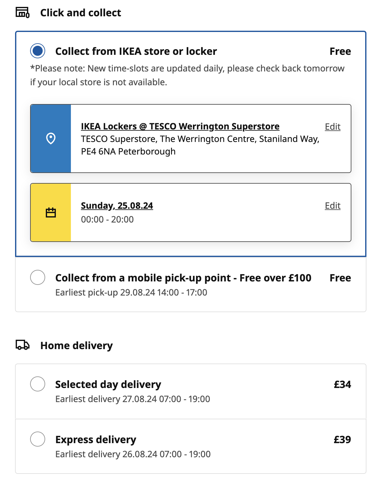 Example: Ikea shipping costs